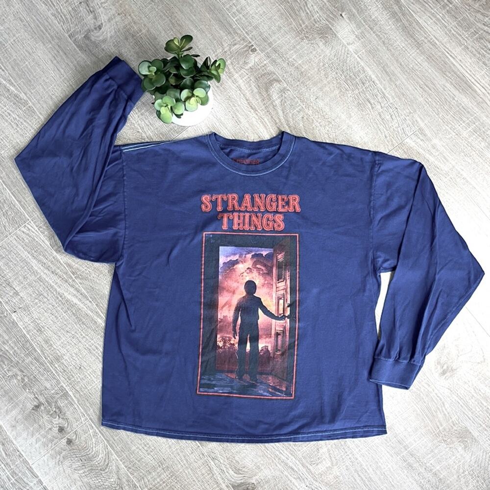 STRANGER THINGS Blue Long Sleeve Crew Neck T-Shirt Men’s Size 2XL